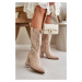 Openwork Ankle Boots With Pointed Toe Eco Suede Beige Nevithra