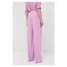 Nohavice BOSS dámske, ružová farba, široké, vysoký pás