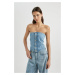 DEFACTO Strapless Jean Blouse