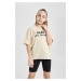 DEFACTO Girl Oversize Fit Crew Neck Printed Short Sleeve T-Shirt