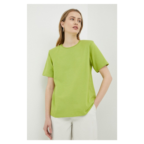 Bavlnené tričko Gestuz zelená farba
