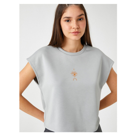 Koton Yoga T-Shirt Minimally Textured Printed Modal Blend Silky