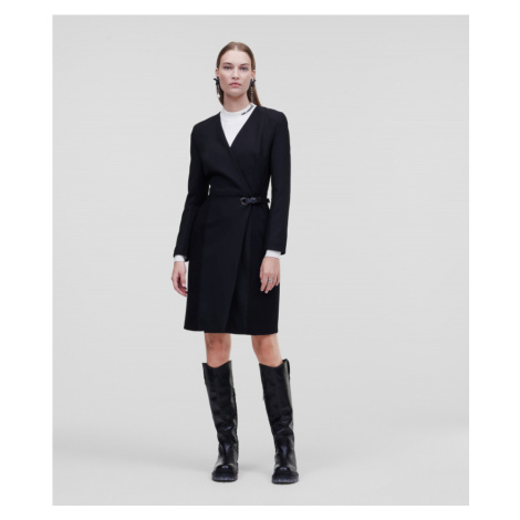 Šaty Karl Lagerfeld Tailored Wrap Dress Čierna