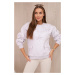 Insulated cotton sweatshirt with decorative bows, beige melange