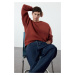 Trendyol Tile Oversize/Wide Cut Cotton Basic Thick Sweatshirt with Fleece Inside