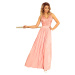 Pastelovo ružové dlhé šaty bez rukávov VIVIANA 215-4