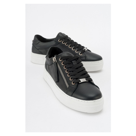 LuviShoes BERLY Black Genuine Leather Women's Sneakers