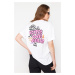 Trendyol White 100% Cotton Back and Front Printed Oversize/Wide Knitted T-Shirt