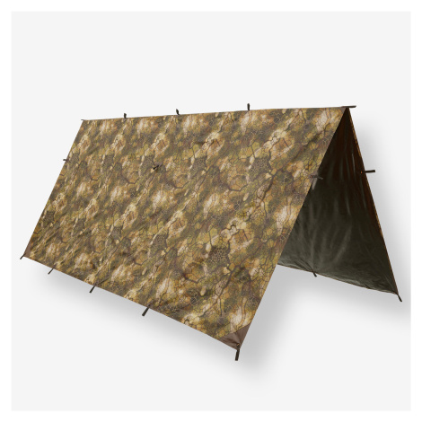 Prístrešok Tarp Bushcraft 2,97 x 2,8 m nepremokavá plachta maskovacia Furtiv SOLOGNAC