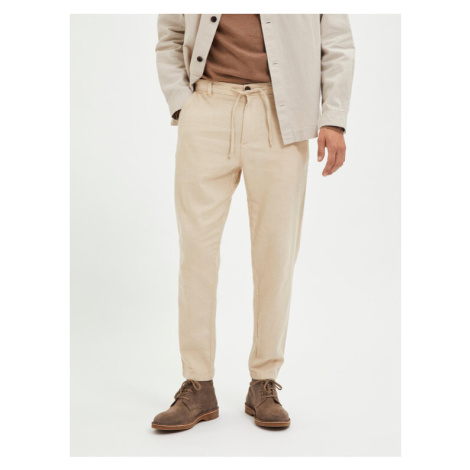 Selected Homme Chino nohavice 16087636 Béžová Slim Tapered Fit