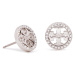 Tory Burch Náušnice Crystal Logo Circle Stud Earring 53422 Strieborná