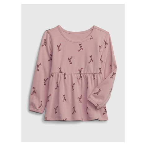 Ružové dievčenské vzorované tričko GAP