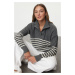 Trendyol Anthracite Wide Pattern Knitwear Sweater