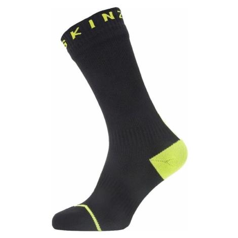 Sealskinz Waterproof All Weather Mid Length Sock With Hydrostop Black/Neon Yellow L Cyklo ponožk