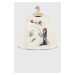 Detská bavlnená košeľa s dlhým rukávom Sisley béžová farba, s potlačou