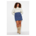 Trendyol Curve Blue Plaid Patterned Skirt