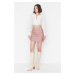 Trendyol Brown A-Line Weave Mini Plaid Skirt