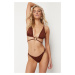 Trendyol Brown Triangle Accessory Regular Bikini Set