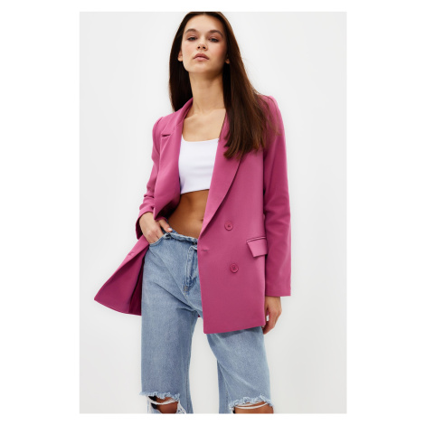 Trendyol Pink Regular Lined Double Breasted Closure Woven Blazer Jacket