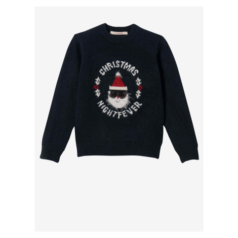 Čierny dievčenský sveter s vianočným motívom CAMAIEU