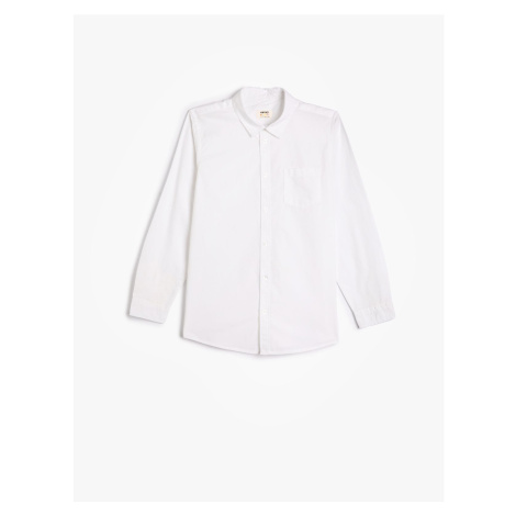 Koton Shirt Pocket Detailed Long Sleeve Cotton Classic Collar