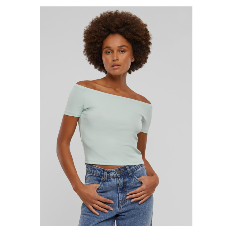 Women's T-Shirt Organic Off Shoulder Rib - mint Urban Classics