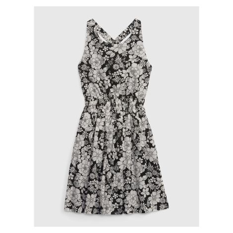 Bielo-čierne dievčenské kvetované šaty GAP