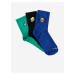 Sada troch párov pánskych ponožiek v čiernej, zelenej a modrej farbe SAM 73 Grijalus