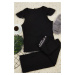 Trendyol Black 100% Cotton Baby Overlock and Printed Elastic Detailed Ribbed Knitted Pajama Set