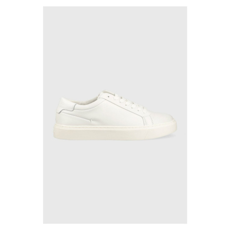 Kožené tenisky Calvin Klein LOW TOP LACE UP LTH SM biela farba, HM0HM01018