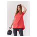 Asymmetrical coral tunic with wings on the back