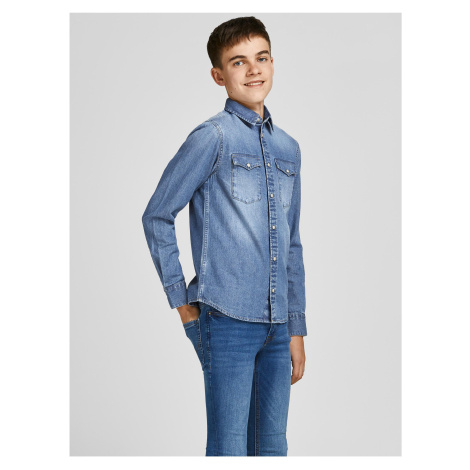 Svetlomodrá chlapčenská vrchná džínsová košeľa Jack & Jones Sheridan
