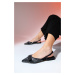 LuviShoes KELP Women's Black Satin Flat Sandals