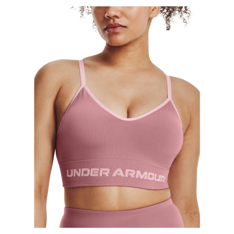 Ružová dámska športová podprsenka Under Armour UA Seamless Low Long Rib