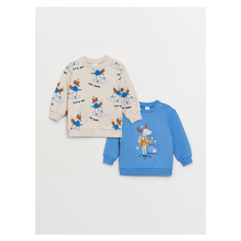 LC Waikiki Crew Neck Printed Long Sleeve Baby Boy Sweatshirt 2 Pack