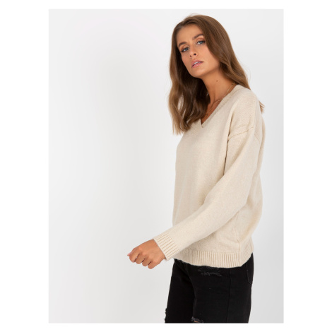 Beige knitted classic sweater RUE PARIS