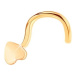 Piercing do nosa zo žltého 14K zlata - malé lesklé ploché srdiečko