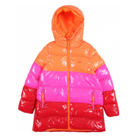 4F Outdoorová bunda  oranžová / ružová / jasne červená
