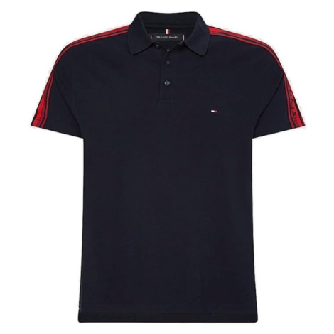 Tommy Hilfiger Polo tričko - FLAG OUTLINE TAPE SLIM POLO modré