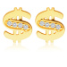 Diamantové náušnice v žltom 14K zlate - dolár zdobený drobnými briliantmi čírej farby