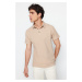 Trendyol Stone Regular Short Sleeve pánske tričko s textúrou 100% bavlna polo golier