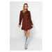 Trendyol Brown Button Detailed Mini Woven Shirt Dress