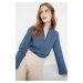 Trendyol Blue Woven Stand Up Blouse