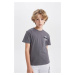 DEFACTO Boy's Crew Neck Printed Short Sleeve T-Shirt