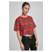 Women's short oversized T-shirt AOP Tartan red/bl