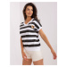 Lady's black and white striped blouse with teddy bear