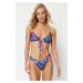 Trendyol Floral Patterned V-Cut Brazilian Bikini Bottom