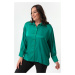 Lafaba Women's Emerald Green Plus Size Satin Shirt