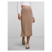 Beige Women's Ribbed Midi Skirt Pieces Kylie - Women's