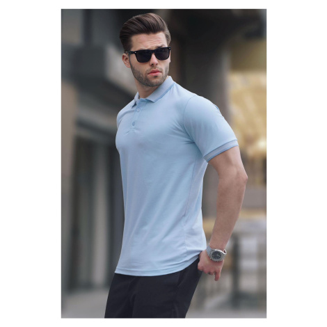 Madmext Blue Men's Regular Fit Polo Neck T-Shirt 6105